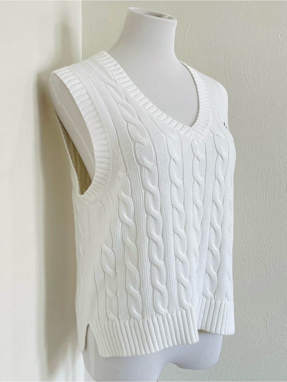 NWOT Polo Ralph Lauren White Cable-Knit Cotton Sweater Vest Medium - Picture 4 of 12